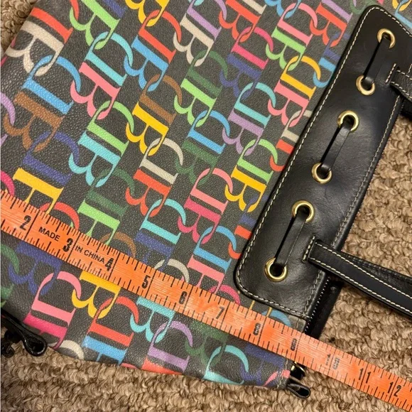 Y2K Girly Rainbow All Over Print Dooney and Bourke Shoulder Bag Genuine Leather - Picture 13 of 16